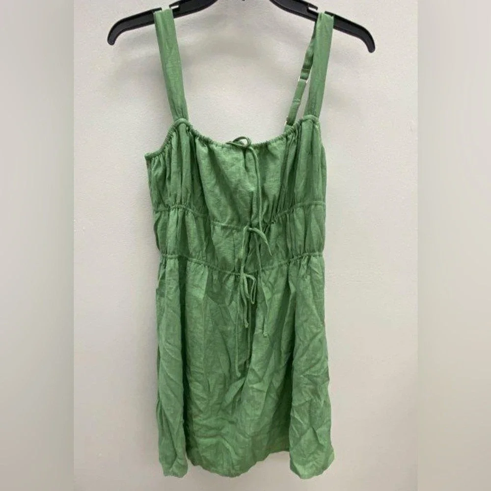 Abercrombie‎ Fitch Green Smocked Tie Front Mini Dress Women's Size S